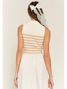 (PREORDER) Beige Stripe Knit Maxi Dress