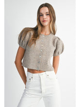 Load image into Gallery viewer, Mocha Puff Sleeve Knit Top
