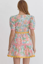 Load image into Gallery viewer, Pink &amp; Peach Floral Ric Rac Dress
