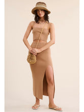 Load image into Gallery viewer, Camel Ribbed High Waisted Midi Skirt
