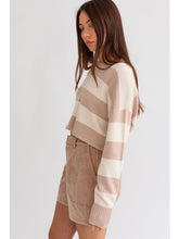 Load image into Gallery viewer, Taupe &amp; Ivory Stripe Sweater
