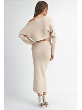 Load image into Gallery viewer, Taupe Crop Knit Top &amp; Midi Skirt Set
