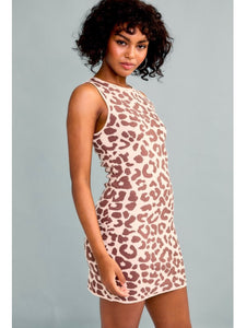 Cream & Brown Leopard Print Knit Dress