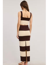 Load image into Gallery viewer, Chocolate &amp; Ivory Stripe Crop Top &amp; Maxi Skirt Set
