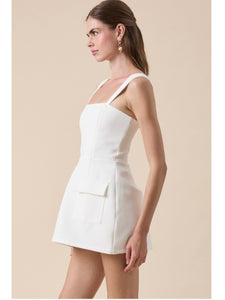 White Square Neck Mini Dress