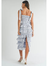 Load image into Gallery viewer, Blue Floral Ruffle Tiered Midi Dress
