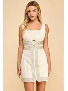 Cream Stitch Detail Dress