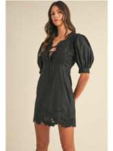 Load image into Gallery viewer, Black Embroidered Puff Sleeve Dress
