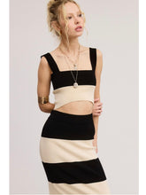 Load image into Gallery viewer, Ivory &amp; Black Stripe Crop Top &amp; Maxi Skirt Set
