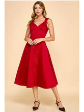 Load image into Gallery viewer, Deep Red Button Front Midi Dress
