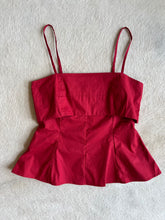 Load image into Gallery viewer, Crimson Poplin Fit &amp; Flare Top
