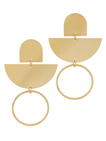 Gold Link Circle Earrings