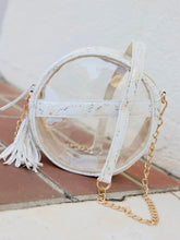 Load image into Gallery viewer, Metallic Cream Clear Round Gameday Crossbody
