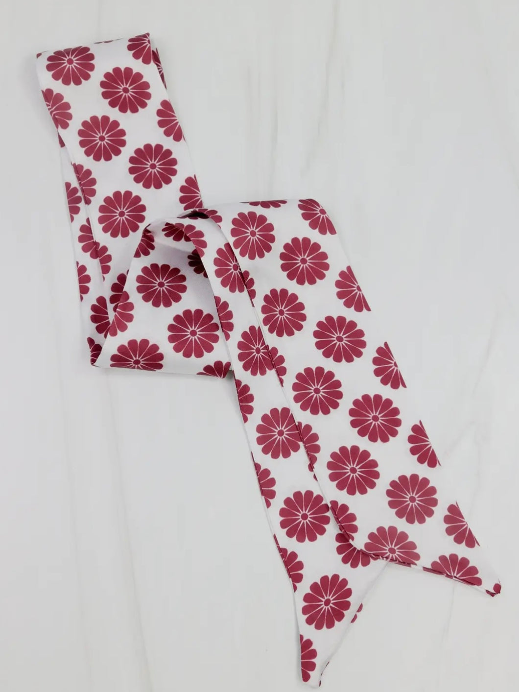 Crimson Floral Gold Cross Scarf Necklace
