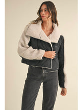 Load image into Gallery viewer, Black Quilted Fluffy Shearling Jacket
