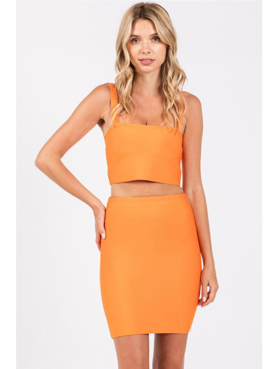 Orange Bandage Mini Skirt