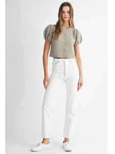 Mocha Puff Sleeve Knit Top