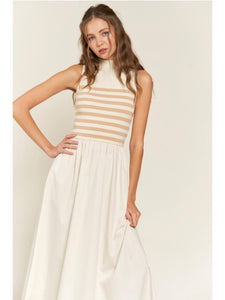 (PREORDER) Beige Stripe Knit Maxi Dress