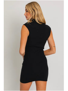 Black Mock Neck Sleeveless Dress