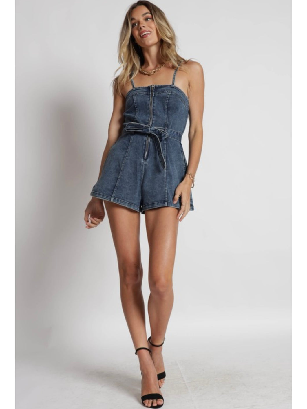 Denim Zip Romper