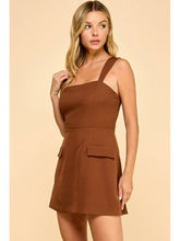 Load image into Gallery viewer, Mocha Square Neck Flap Pocket Dress
