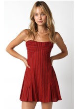 Load image into Gallery viewer, Crimson Stripe Strapless Dress
