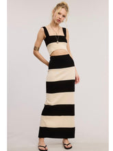 Load image into Gallery viewer, Ivory &amp; Black Stripe Crop Top &amp; Maxi Skirt Set
