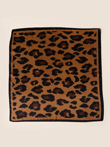 Camel Leopard Print Square Scarf