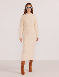 MinkPink Winter White Layla Ribbed Sweater