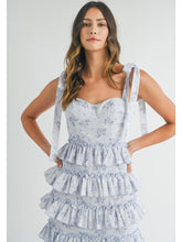 Load image into Gallery viewer, Blue Floral Ruffle Tiered Midi Dress
