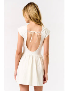 Off White Cap Sleeve Tie Back Dress