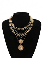 Load image into Gallery viewer, Gold Multi Strand Coin Necklace
