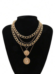 Gold Multi Strand Coin Necklace