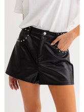 Load image into Gallery viewer, Black Stud Faux Leather Shorts
