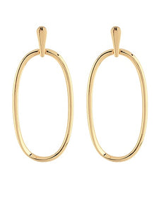 Gold Oval Drop Earrings