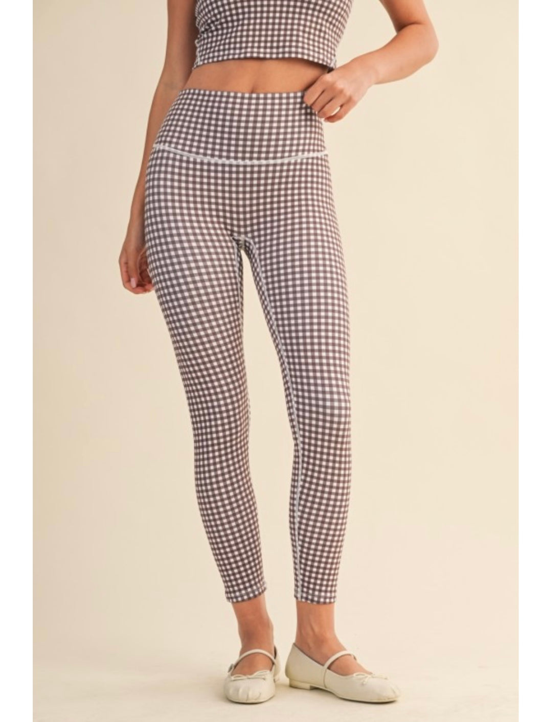 Brown Gingham Leggings