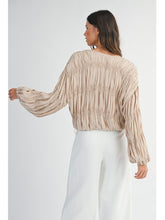 Load image into Gallery viewer, Light Taupe Pleated Zip Front Jacket Blouse
