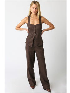 Coffee Bean Blair Linen Top