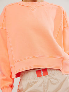 Free People Neon Coral Intercept Pullover