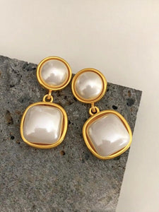 Double Pearl Drop Earrings