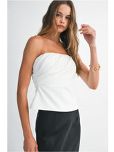 Load image into Gallery viewer, White Strapless Ruched Top
