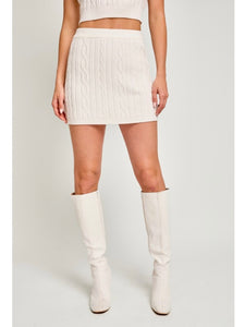 White Cable Sweater Skirt