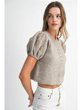 Load image into Gallery viewer, Mocha Puff Sleeve Knit Top
