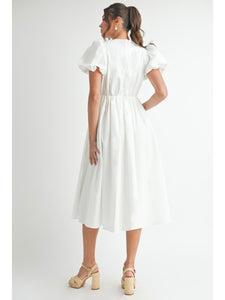 (PREORDER) White Bow Midi Dress