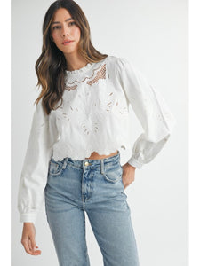 (PREORDER) White Embroidered Top