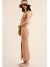 Load image into Gallery viewer, Camel Ribbed High Waisted Midi Skirt
