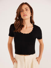 Load image into Gallery viewer, MinkPink Black Laura Scallop Tee
