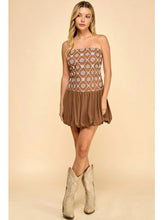 Load image into Gallery viewer, Mocha Floral Embroidered Strapless Dress
