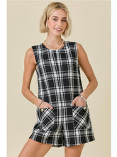 Load image into Gallery viewer, Black &amp; White Tweed Romper
