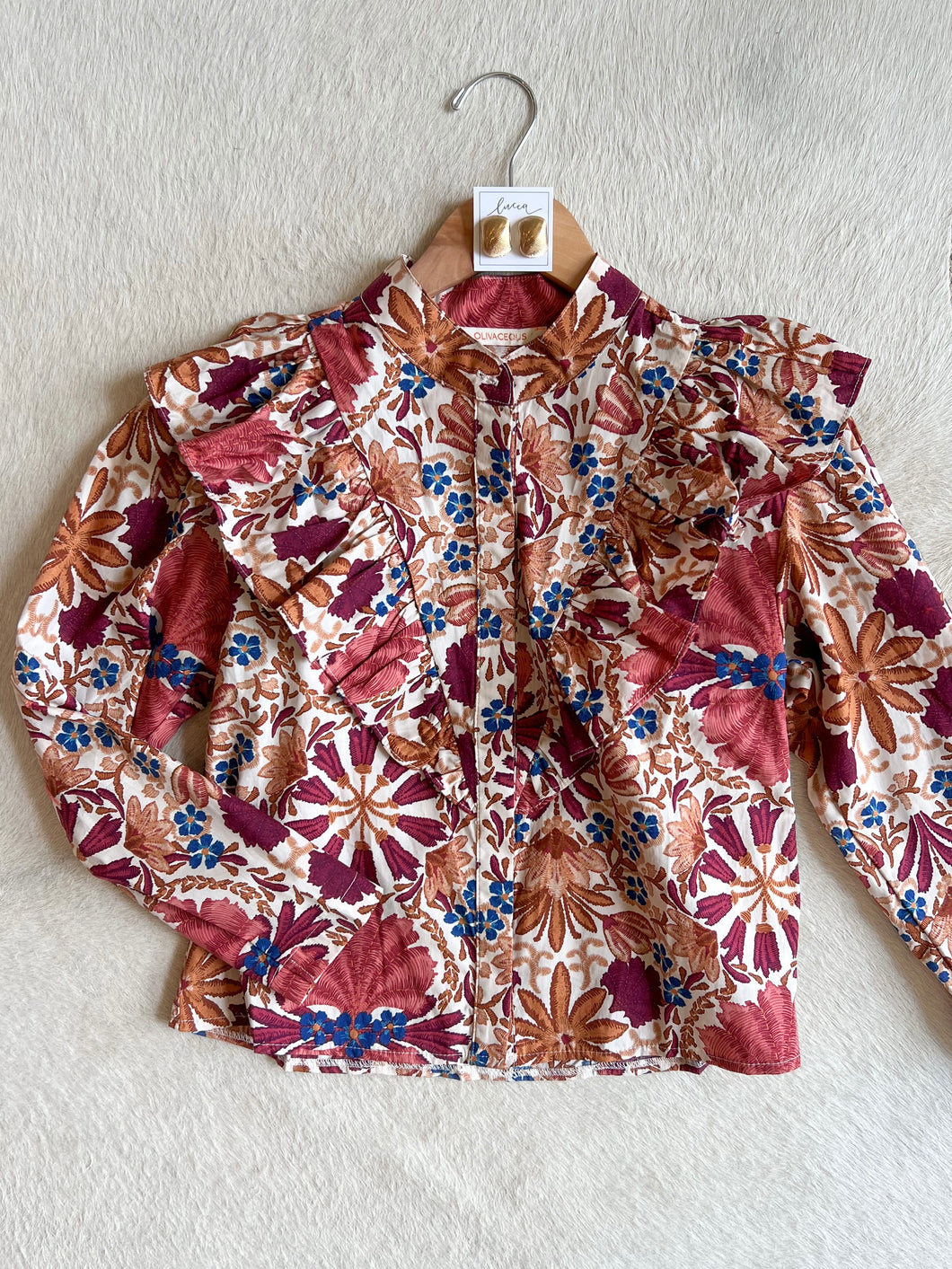 Cream & Rust Print Top